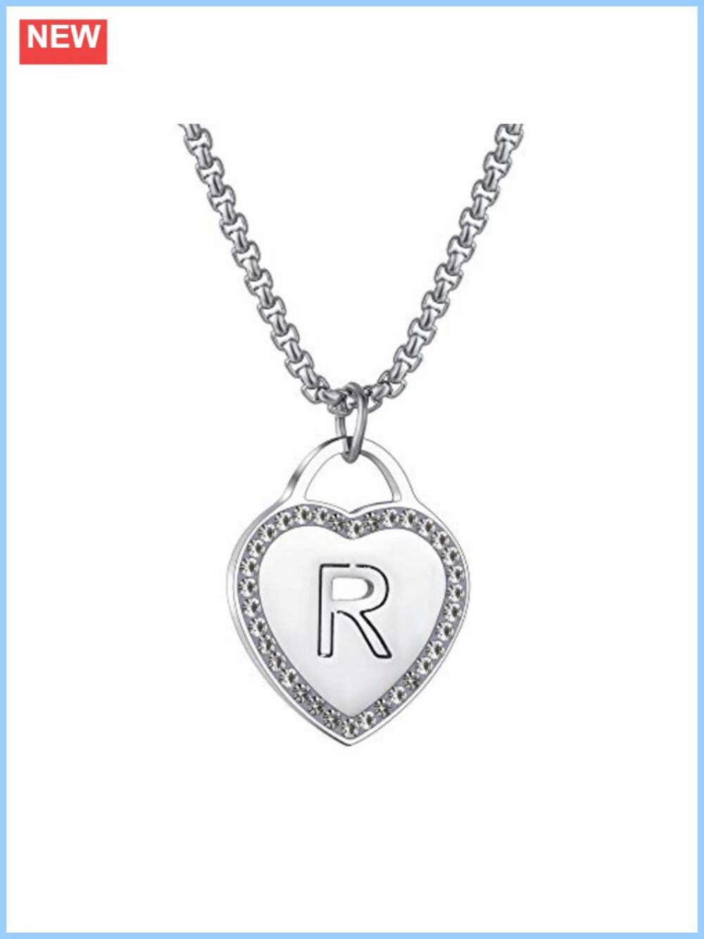Stainless Steel Personalized Initial Heart Pendant Necklace 20in - R